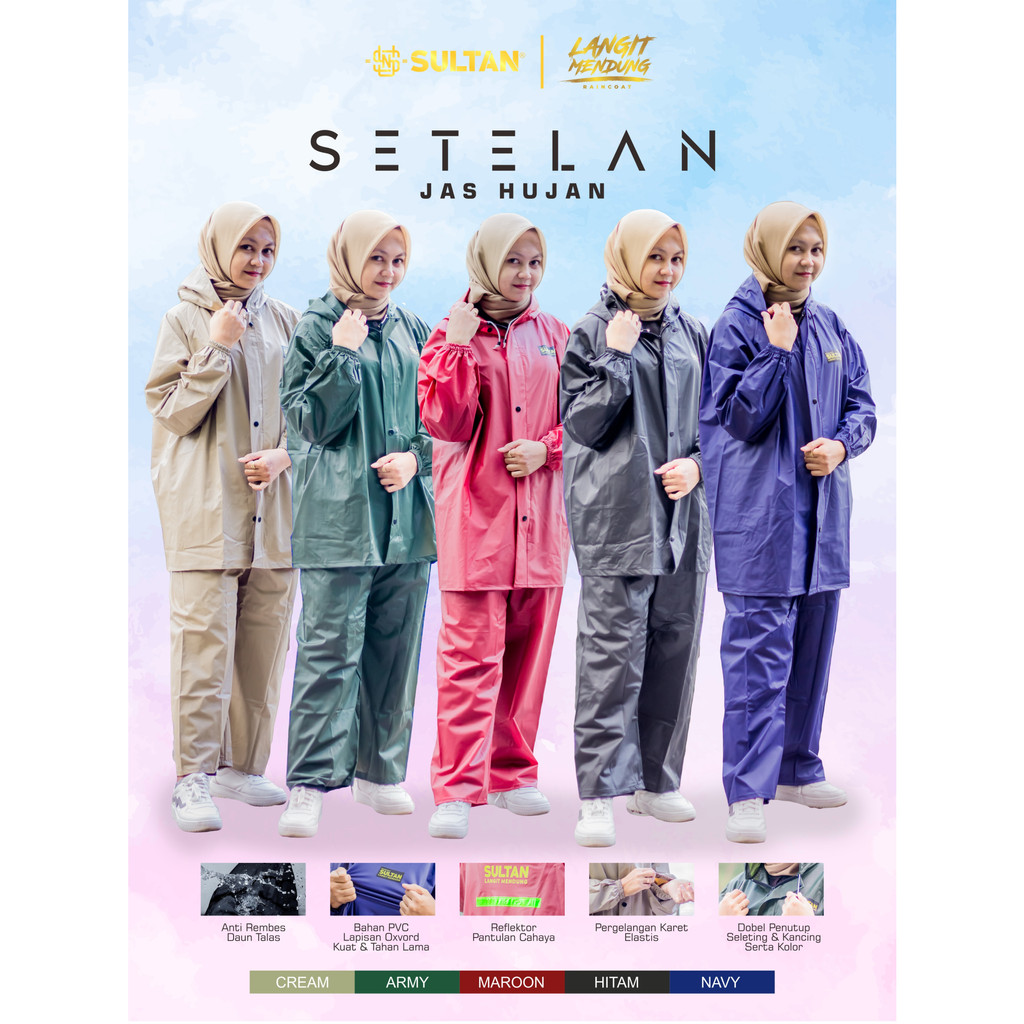 JAS HUJAN SULTAN LANGIT MENDUNG M/L/XL/XXL/XXXL Super Jumbo Raincoat Setelan Pria Dan wanita Mantol Terbaik PVC 025 Hitam Army Merah Maroon Navy Anti Rembes Bukan Axio Set Baju dan Celana Kualitas Terbaik untuk Dewasa