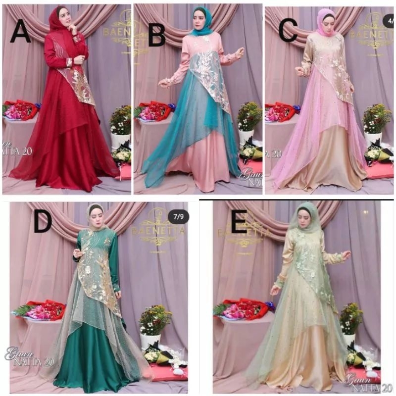 Gaun Natta 18 19 20 by baenetta gamis brukat pesta mewah baju muslim wanita dress pesta lebaran warn