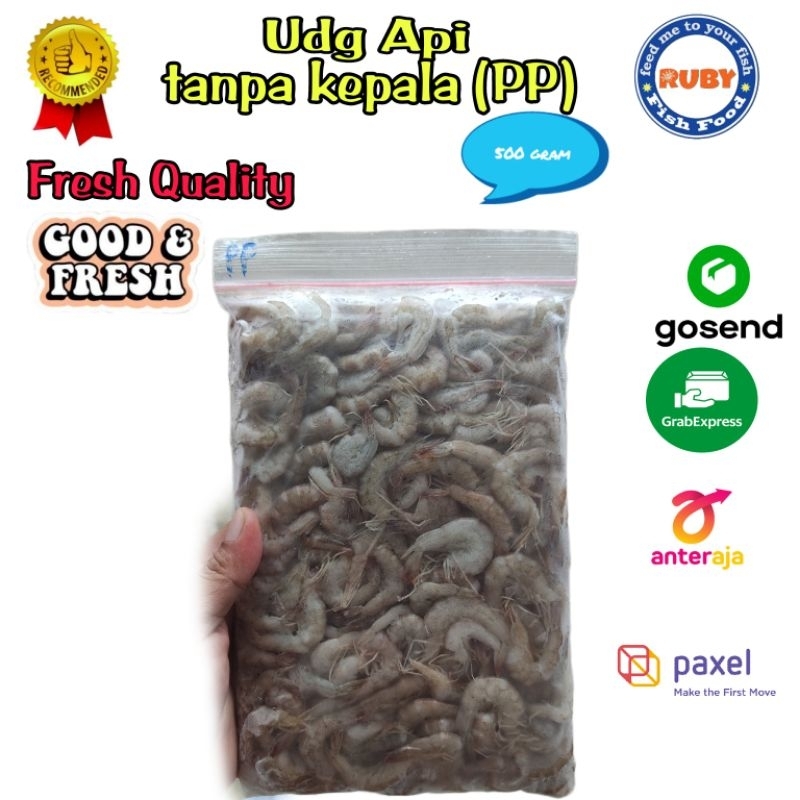 UDANG API SIZE BESAR TANPA KEPALA KEMASAN 500GRAM / UDANG API BEKU LEPAS KEPALA
