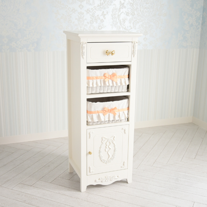 lemari rotan panjang 44cm putih 1 laci kabinet rotan estetik aesthetic rotan asli baju cirebon