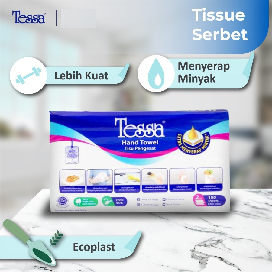 Tisu Tessa 150 Sheets 2 Ply THSN01 sheet / Tissue Hand Towel kitchen / Tisu dapur lipat 150s 2ply lembut dan kuat