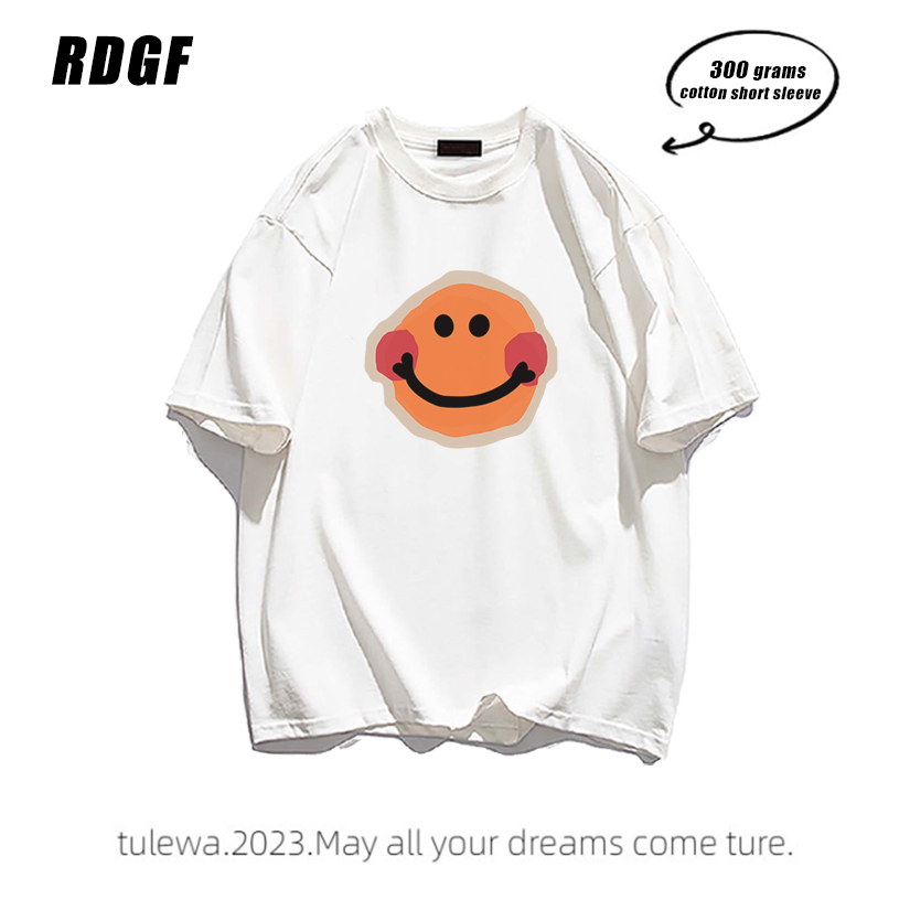 RDGF kaos wanita korean style kaos oversize wanita kaos oversize kaos wajah smiley kaos putih/A0089