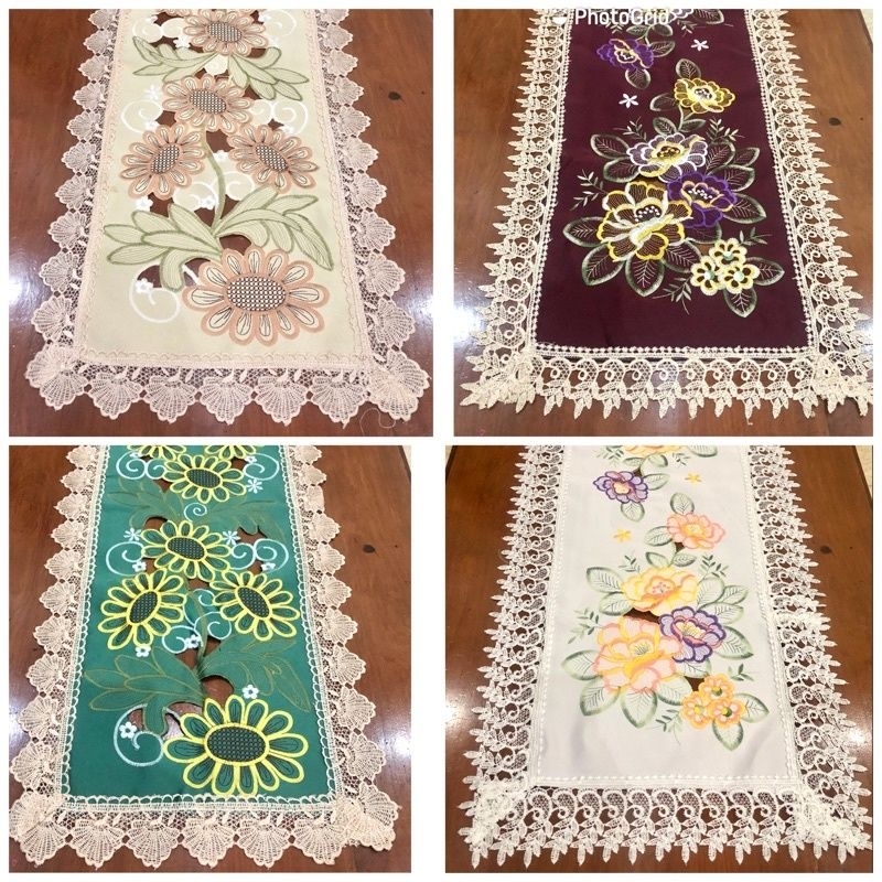 Taplak Meja Tamu Motif Rajut Bordir Premium