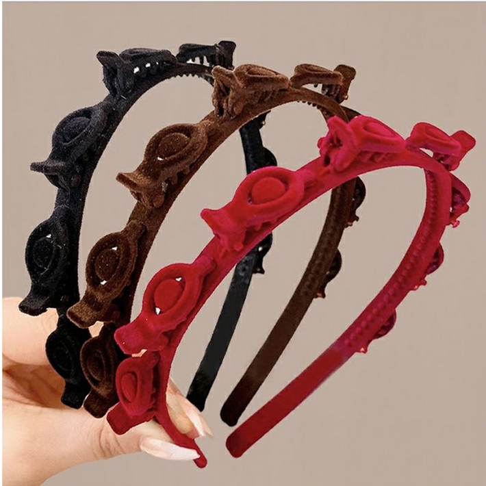 Bando Rambut Wanita 2in1 Jepit Bludru Premium Aksesoris Fashion Wanita Korea HOPYLOVY