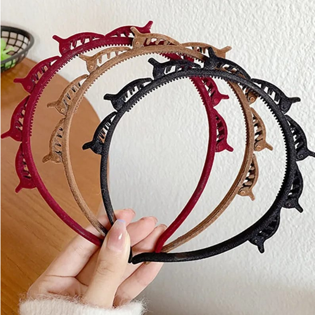 Bando Rambut Wanita 2in1 Jepit Bludru Premium Aksesoris Fashion Wanita Korea HOPYLOVY