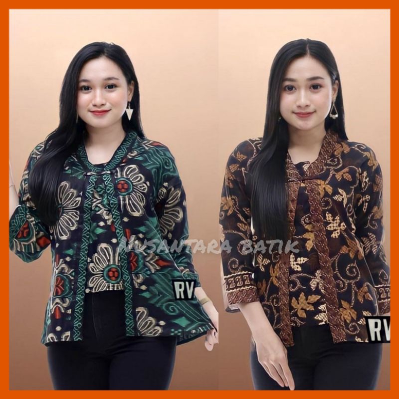 [BISA COD] Atasan Batik Dolby Dolbi Dobby Doby Tenun Sutra Tulis Halus Katun Blouse Batik Wanita [Nusantara Batik]