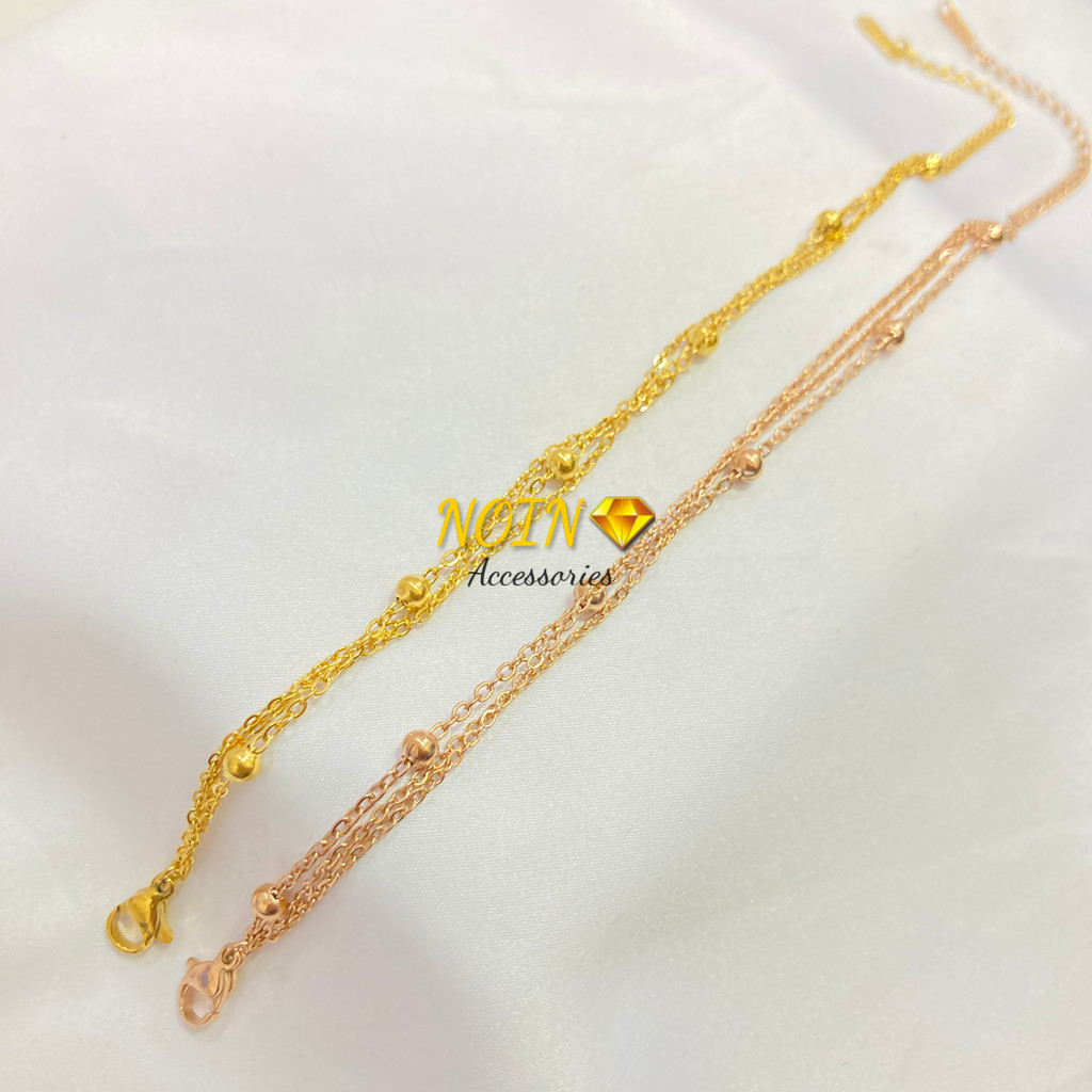 Gelang Anak Jedar Jurai Bola Berjarak 3 Layer Titanium Steel Aksesoris