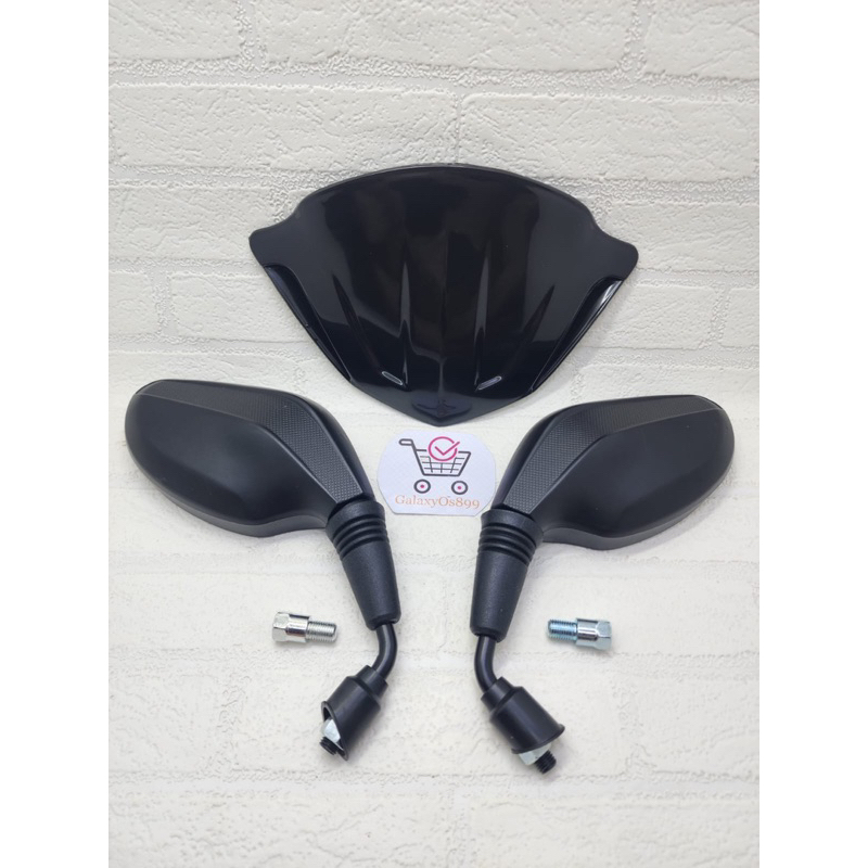 Visor Beat Karbu Hitam-Beat Lama + Spion Click Thailand-spion klick hitam polos