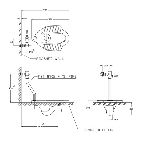 KLOSET CLOSET JONGKOK RAPI DX TOP SPUD SQUAT WITH VALVEFLUSH AMERICAN STANDARD