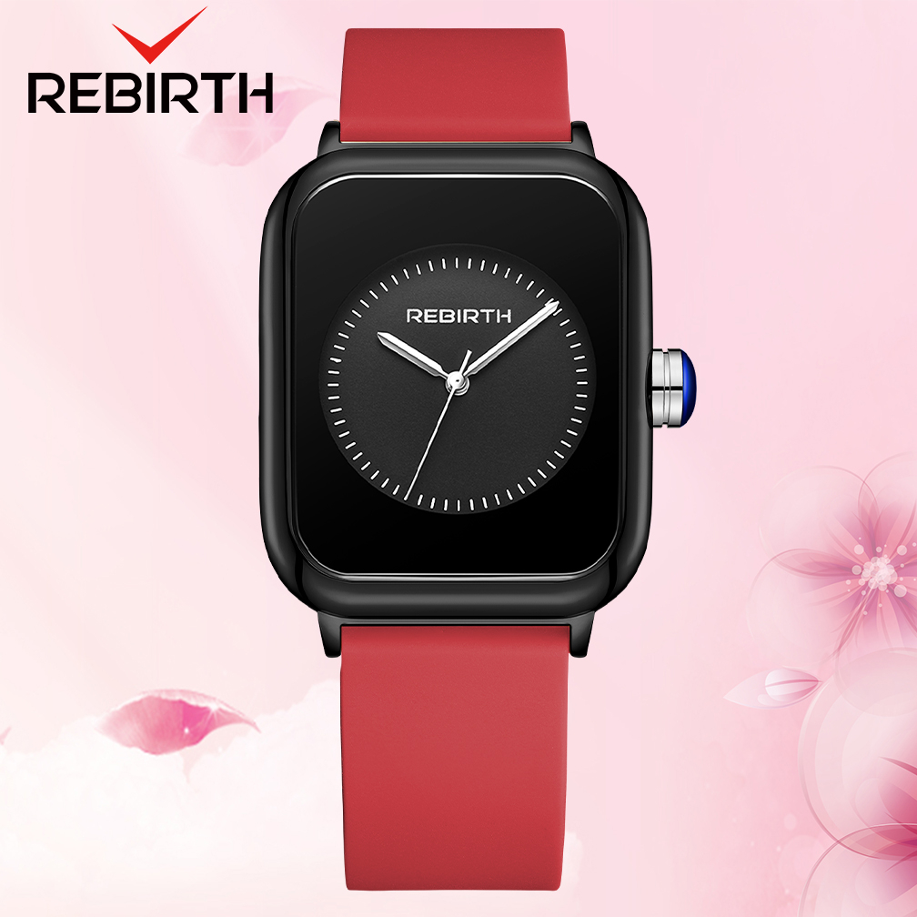 REBIRTH Jam Tangan Wanita Mode Elegan Gaya Sederhana Dial Anti Air Kuarsa Tali Silikon Jam Tangan Cewek