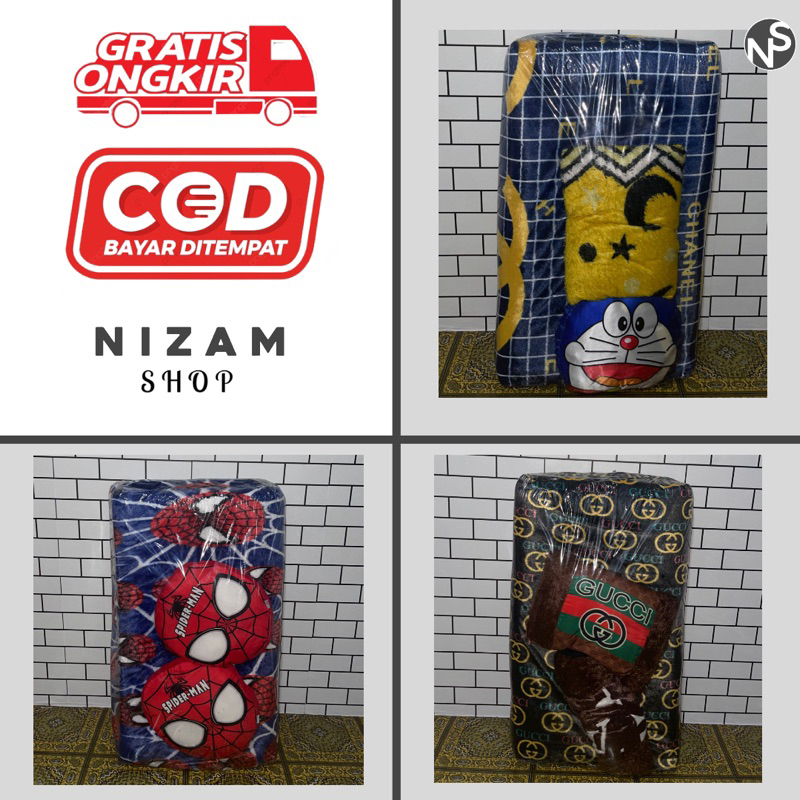 Kasur KARAKTER Lantai BULU RASFUR MOTIF 3 bantal Uk 90x170x6