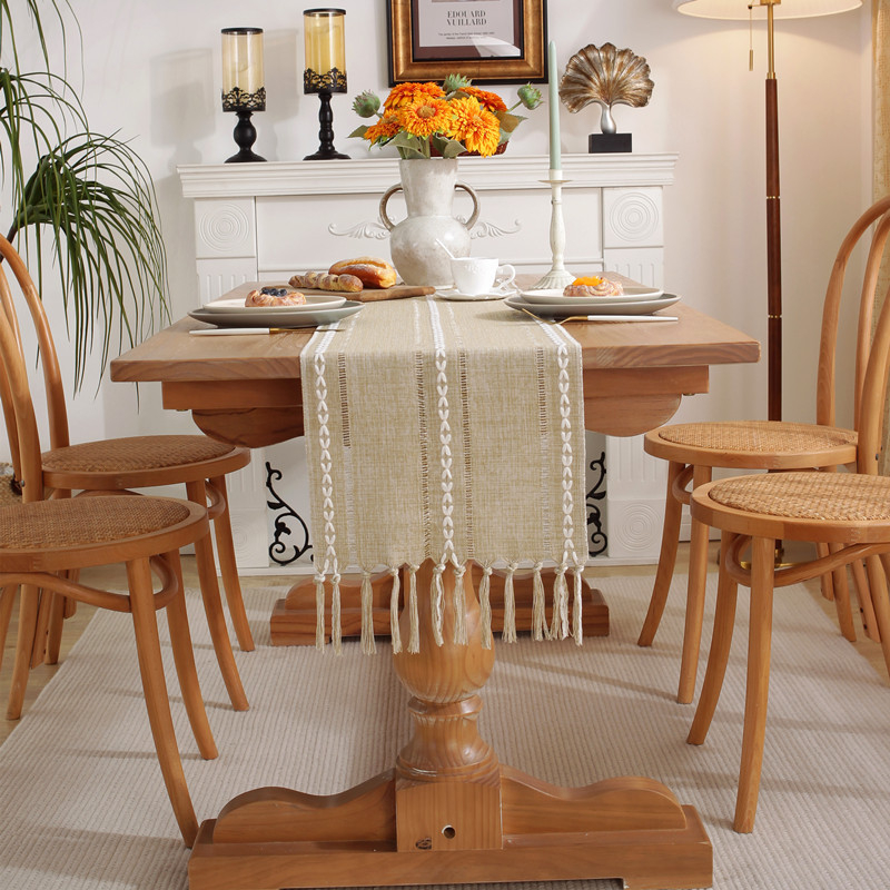 Tassel Table Runner / Taplak Meja Makan Tamu Rajut Simple Macrame Aesthetic Scandinavian Renda