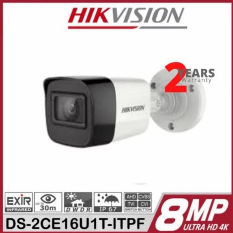 DS-2CE16UIT-ITPF CAMERA CCTV HIKVISION 4K 8MP OUTDOOR