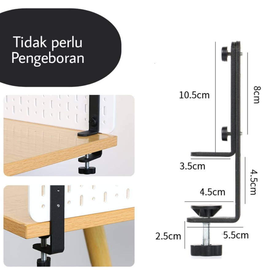 KLEVE Pegboard Papan Berlubang Clamp on Papan Berlubang Rak Penyimpana