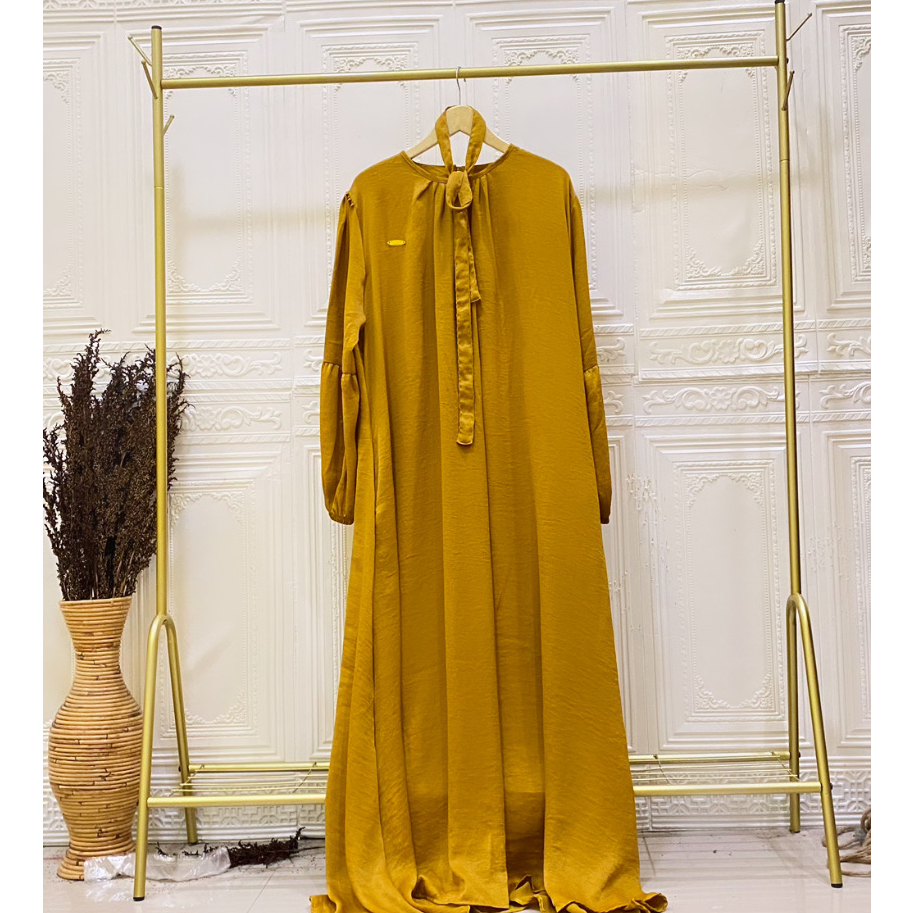 GAMIS DRESS WANITA MODEL TANGAN BALON BAHAN SANTORINI SILK&quot;SS&quot;