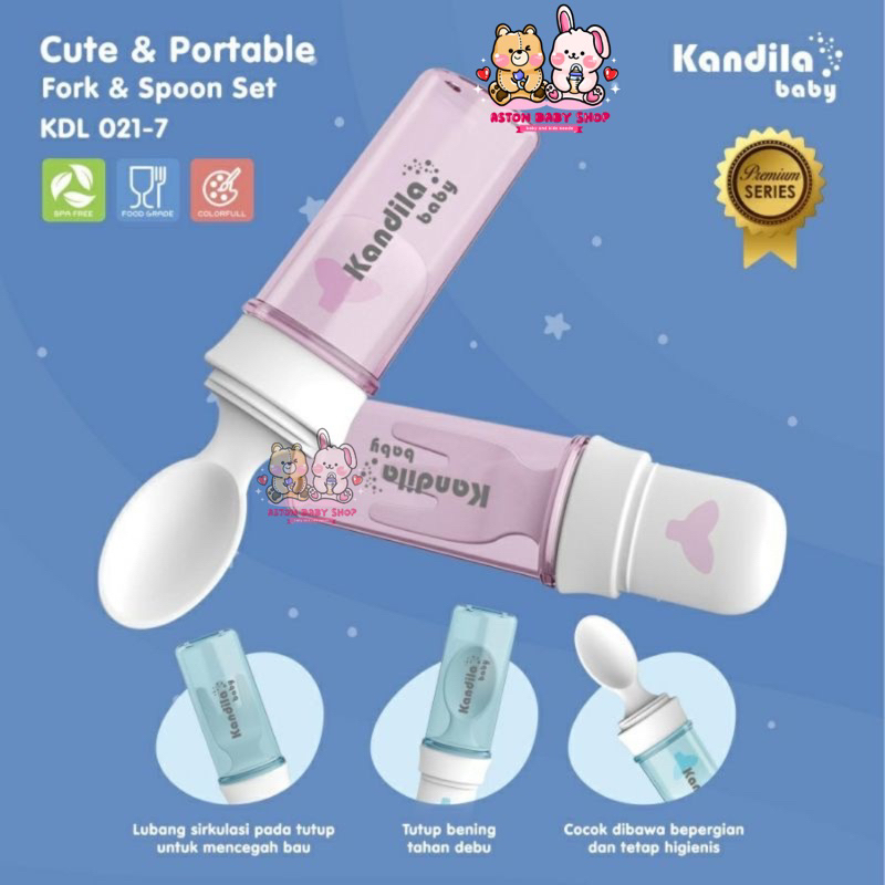 Kandila Cute &amp; Portable Spoon &amp; Fork Set KDL021-7 Sendok Garpu Anak Travelling