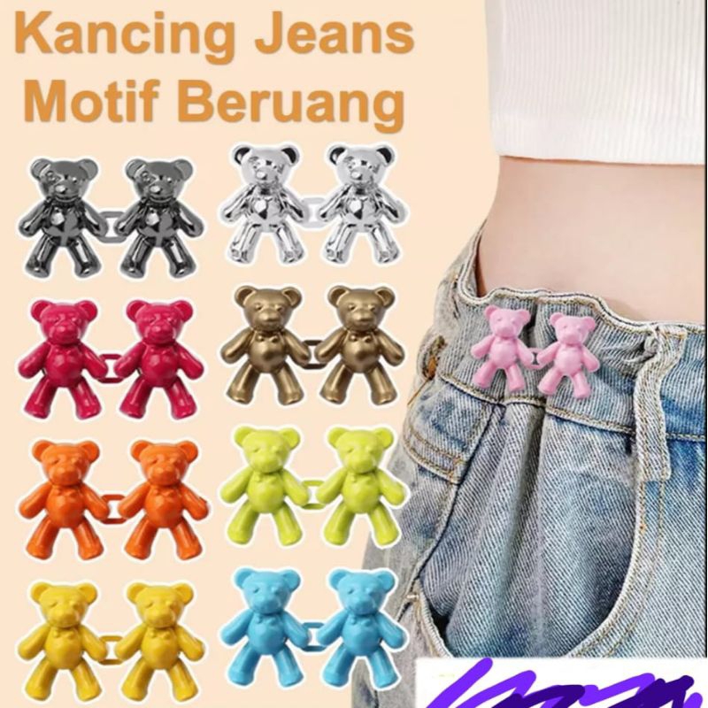 Kancing Jeans Boneka Beruang Bahan Metal Dapat Di Lepas Kancing Celana Kebesaran Ikat Pinggang