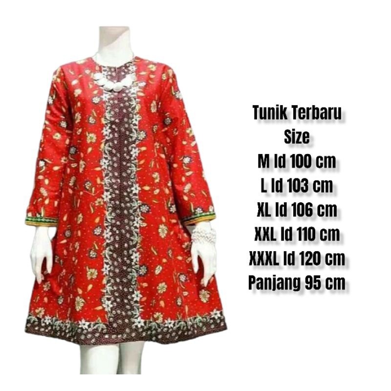 Tunik Batik Terbaru Jumbo Ld 120 - Atasan Batik Wanita Kekinian Modern - Baju Batik Kantor Kerja Wan