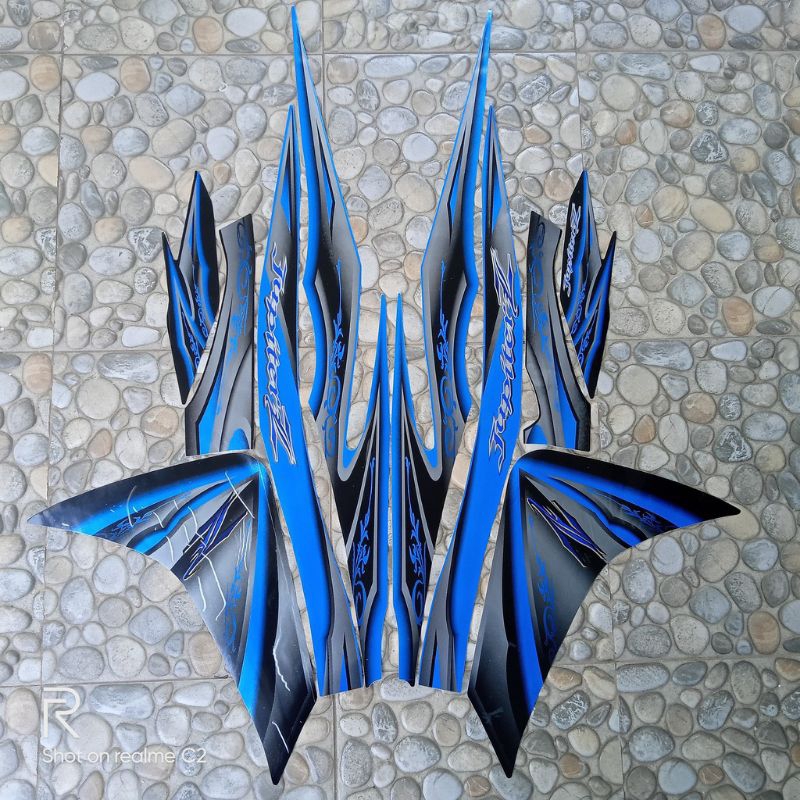 striping stiker Yamaha Jupiter z Robot 2010 biru