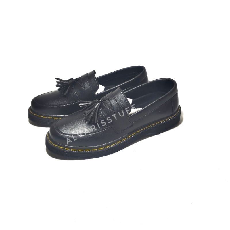 Alvarisstuff/Rey karet sepatu penny loafer kulit pria hitam