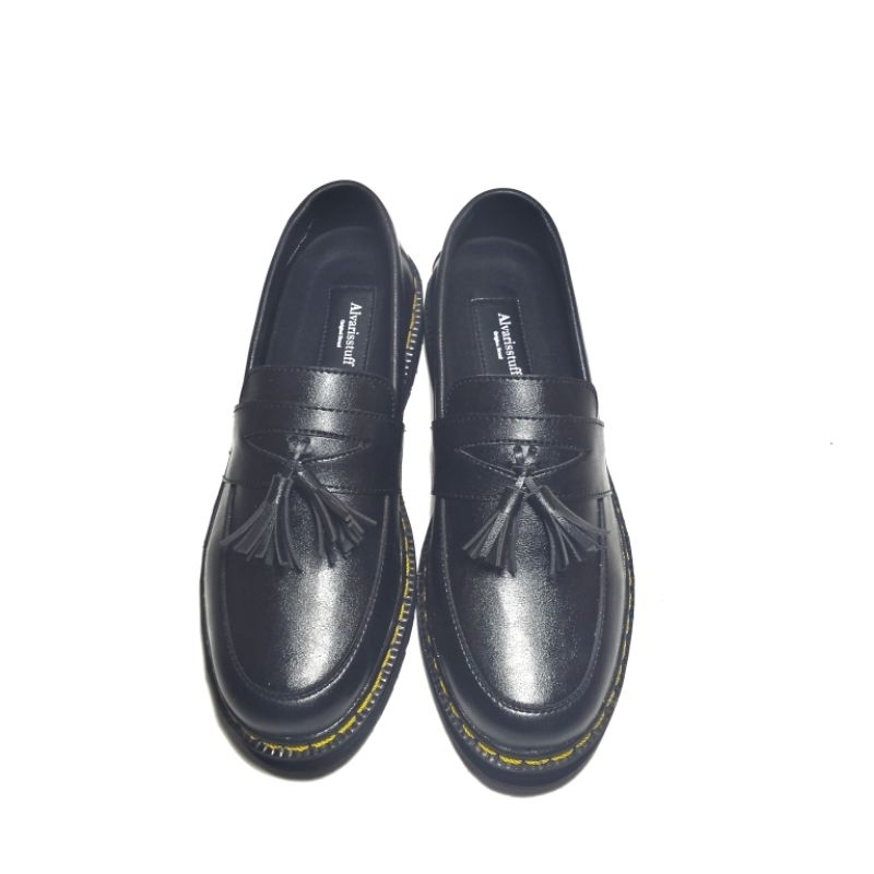 Alvarisstuff/Rey karet sepatu penny loafer kulit pria hitam