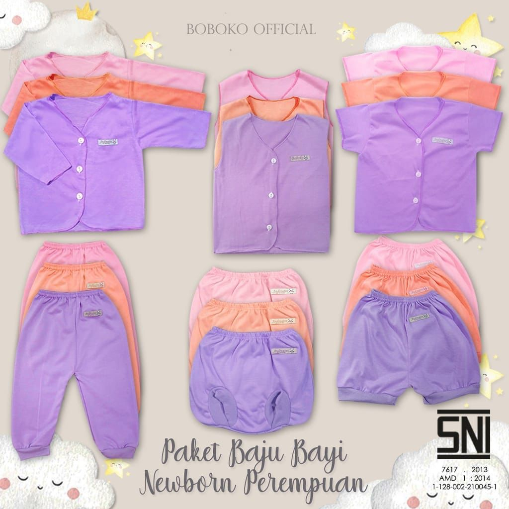 PAKET 18pcs BAJU CELANA BAYI NEW BORN / PAKET SETELAN PAKAIAN BAYI / 18 PCS Paket Lahiran Setelan Baju Bayi Celana Bayi Baru Lahir Gift Set Baby SNI