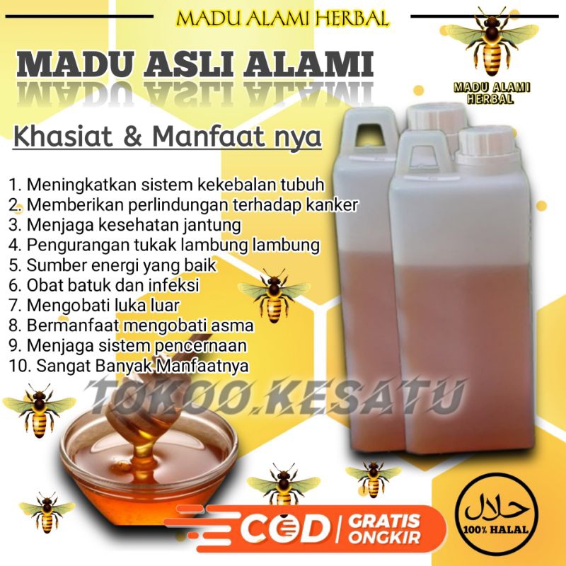 

Madu Murni Hutan Asli 100% Multiflora Minuman Herbal Obat Asam Lambung Maag isi 1kg 500gr 300gr