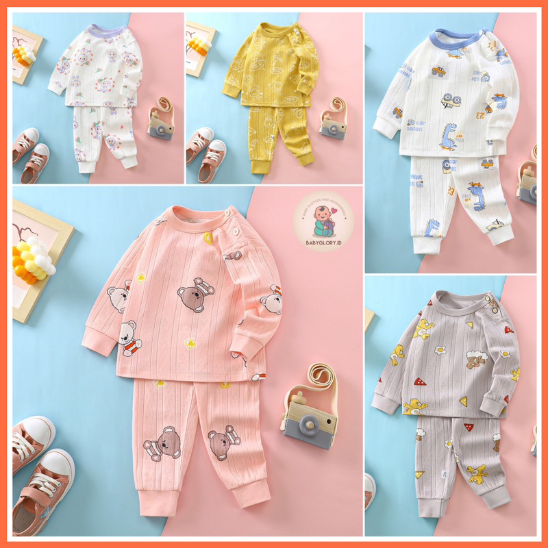 Setelan Lengan Panjang Premium Anak Laki Laki Perempuan Import / Setelan Piyama Anak Import / Baju Tidur Anak