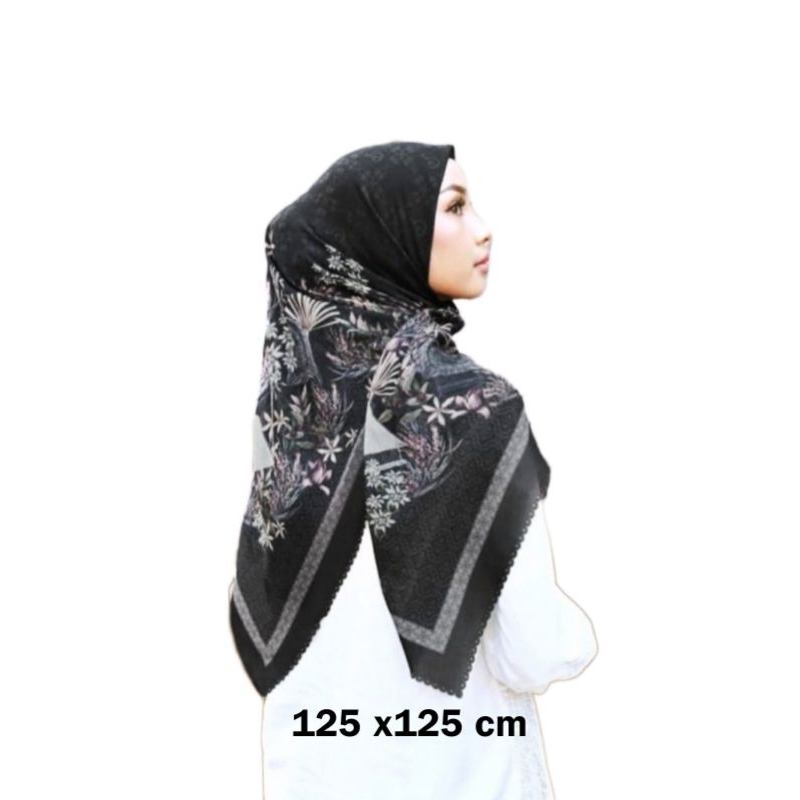 DISKON !! HIJAB SEGI EMPAT SYARI MOTIF FLORYN JILBAB VOAL PREMIUM KERUDUNG PERSEGI UKURAN JUMBO