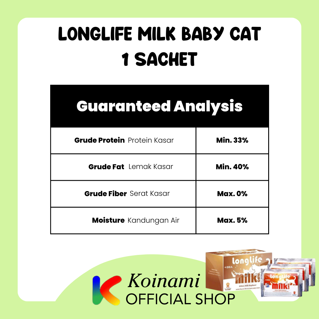 LONGLIFE MILK baby KITTEN @ 1 sachet coklat / LONG LIFE raid all / susu anak kucing / cat / PETSHOP