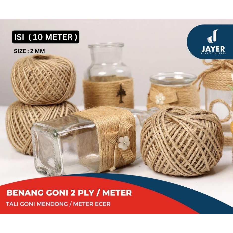 Tali Jute Rami Goni / Tali mendong isi 10 Meter 2ply 2mm ecer