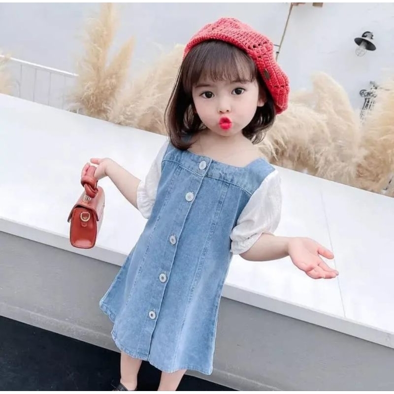 FANY DRESS  ANGELA JEANS KOREA USIA 2-5 TAHUN