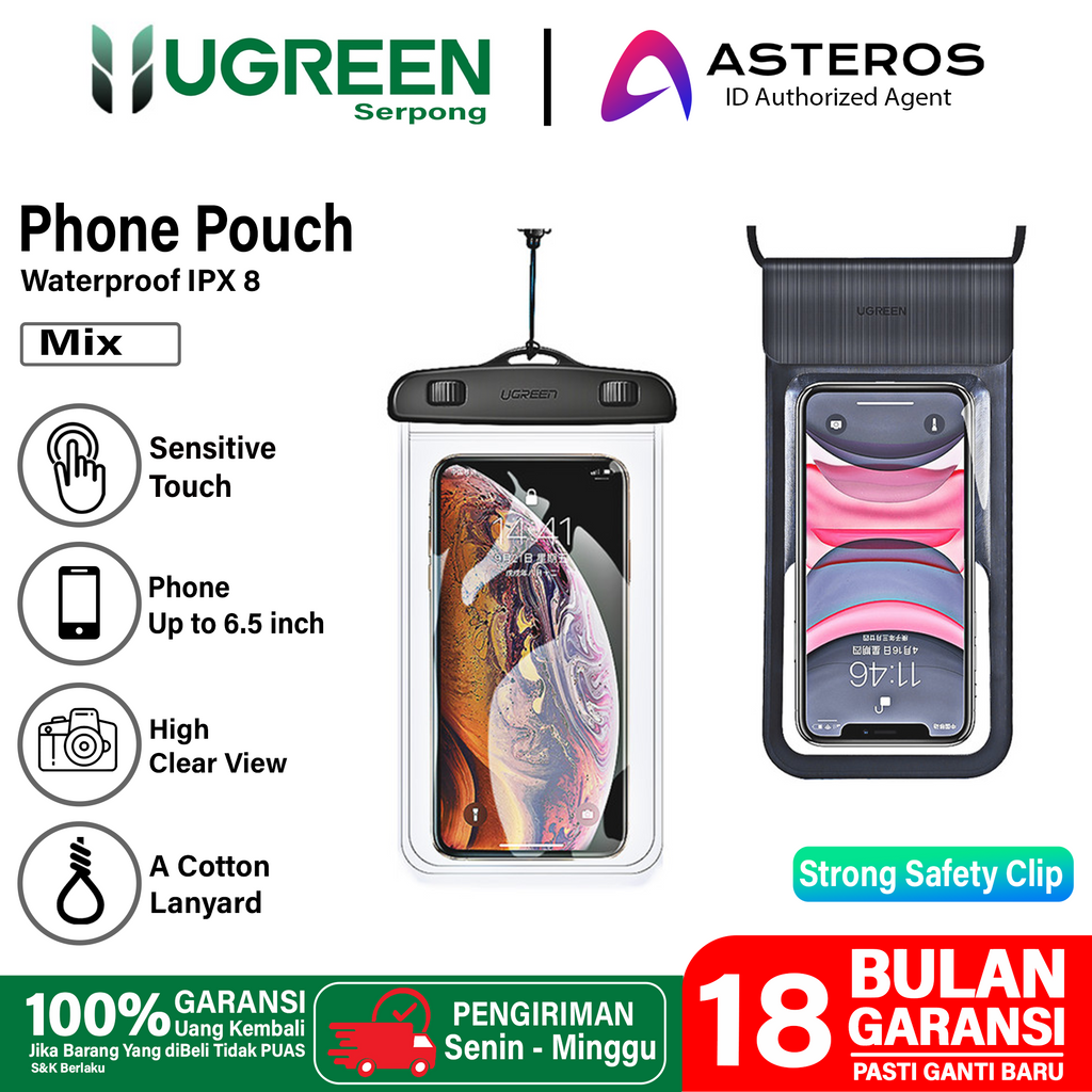 UGREEN Sarung HP Waterproof Multifungsi Kantong HP Anti Air Max 7 inch