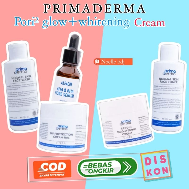 PRIMADERMA WHITENING GLOW SKIN PORI-PORI BESAR PENGILANG FLEK DAN JERAWAT KULIT NORMAL NON SENSITIF