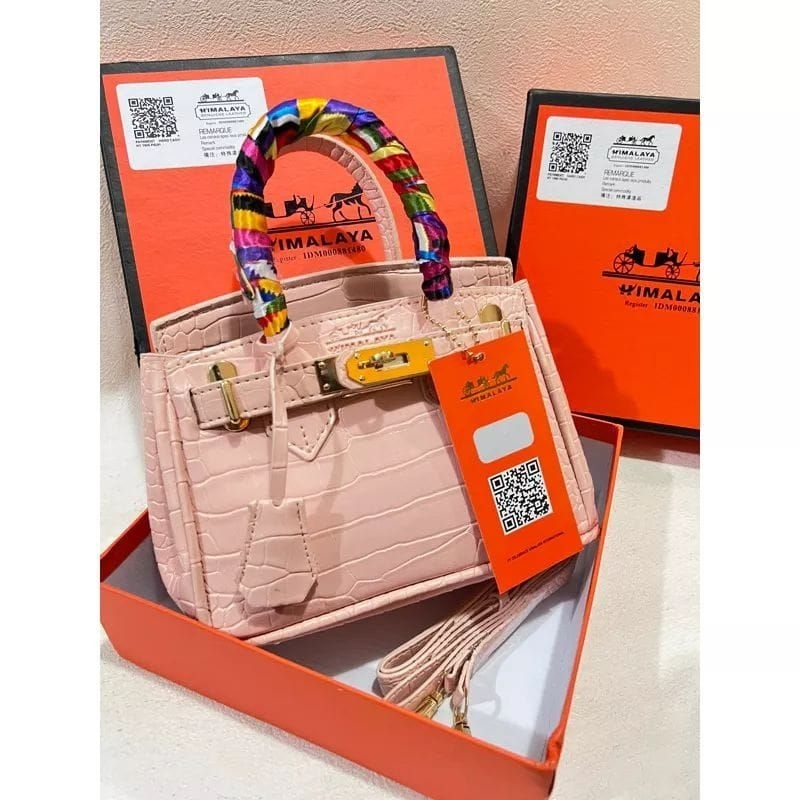 HIMALAYA TAS SELEMPANG WANITA BIRGIN CROCO MINI BABY PINK (20X14X10) FREE BOX