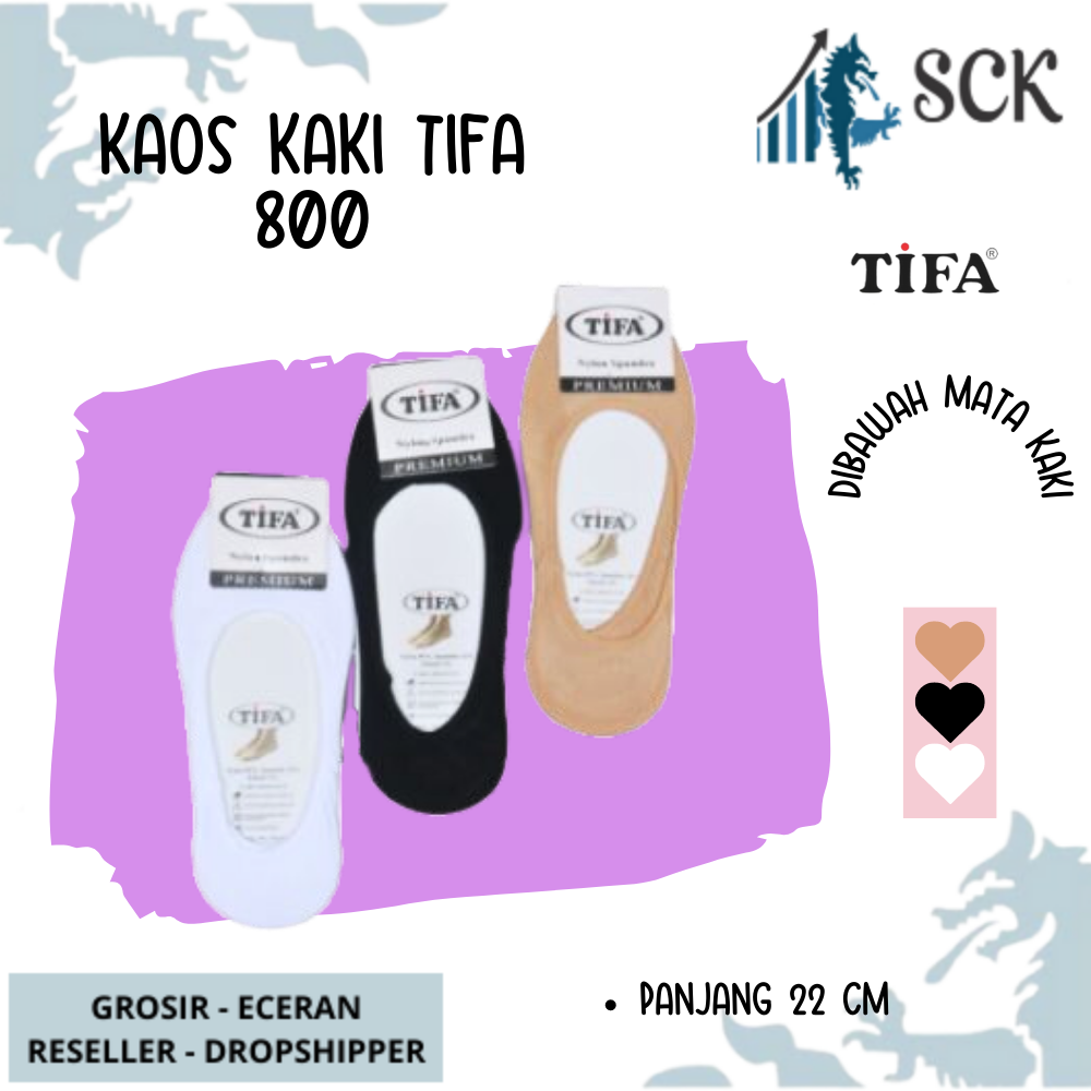 Kaos Kaki Wanita TIFA 800 Tumit Polos / Kaus Kaki TIFA 800 Halus Perempuan
