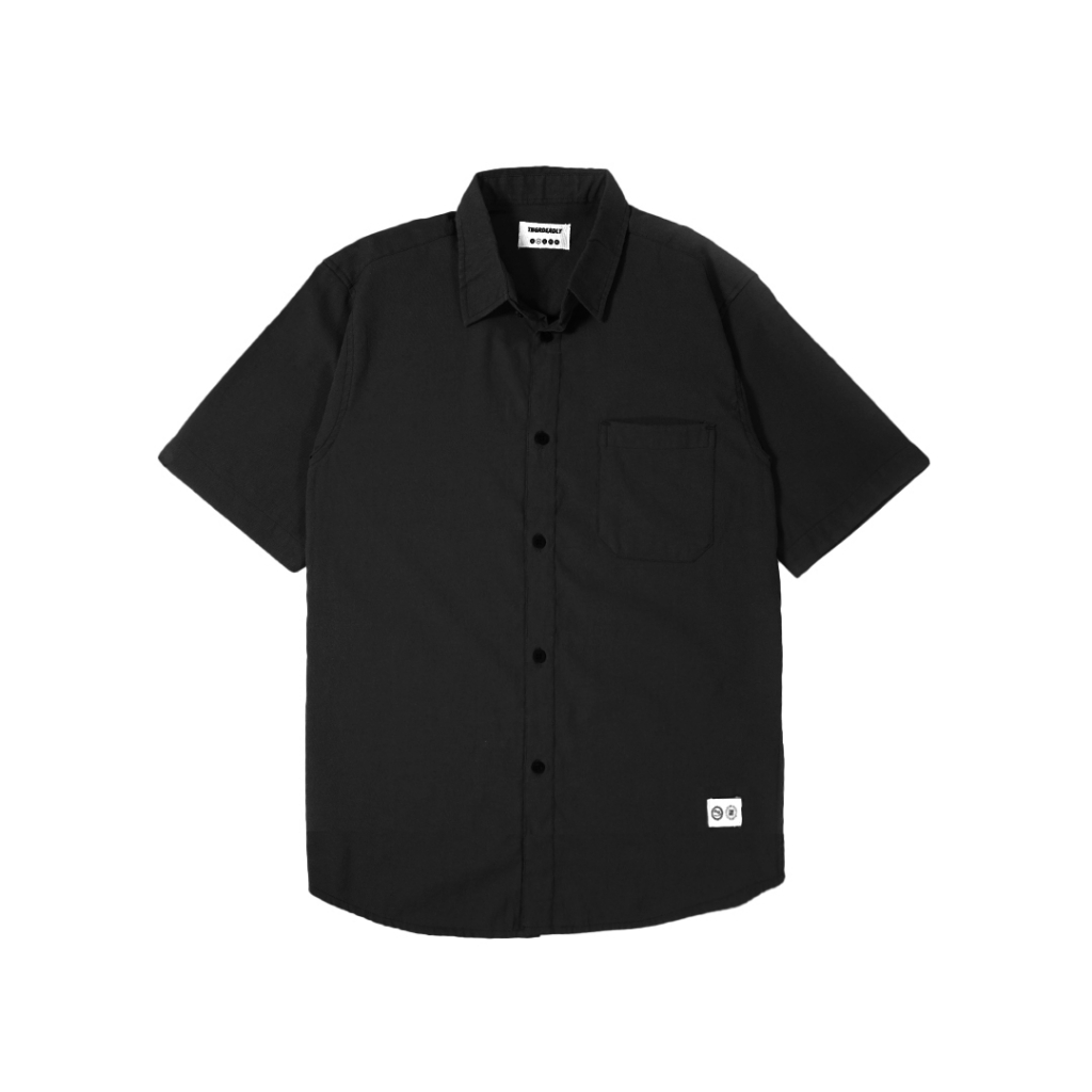 Tngr  Shirt - kemeja lengan pendek  basic - Warna hitam, abu, sage, merah maroon - 100% Original