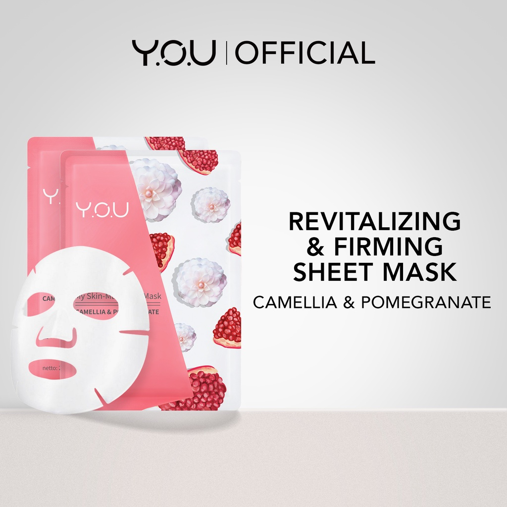 YOU My Skin-Mate Face Mask Indonesia / Masker Wajah 22g / Moisture Nourish / Oil Control Refreshing / Refresh Calming / Firming Supple / Revitalizing Firming / Rose Honey / Cactus Kiwi / Lotus Cucumber Marigold Avocado Camellia Pomegranate / Y.O.U Series