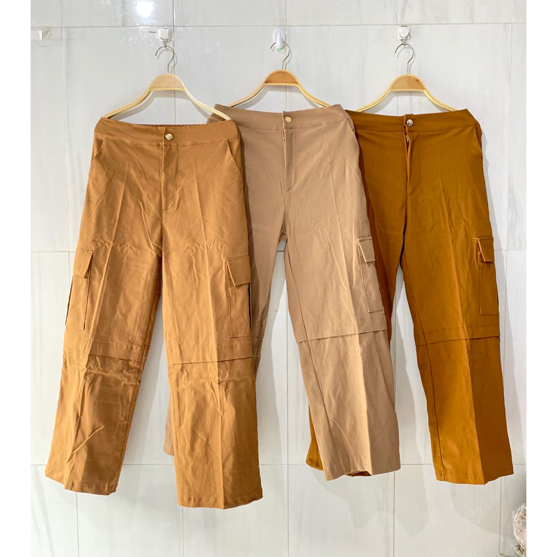 celana kulot cargo wanita twill premium