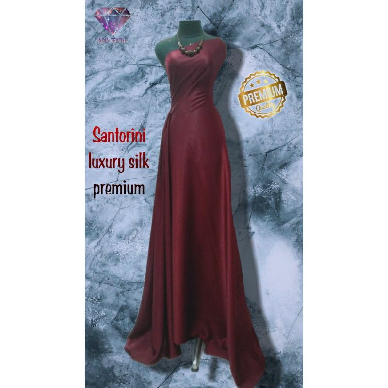 BAHAN KAIN POLOS SANTORINI LUXURY SILK PREMIUM GRADE A, Lebar 1.50mtr