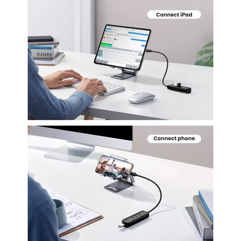 UGREEN Hub USB Type C to Lan RJ45 + USB 3.0 4 Port High Speed 5Gbps