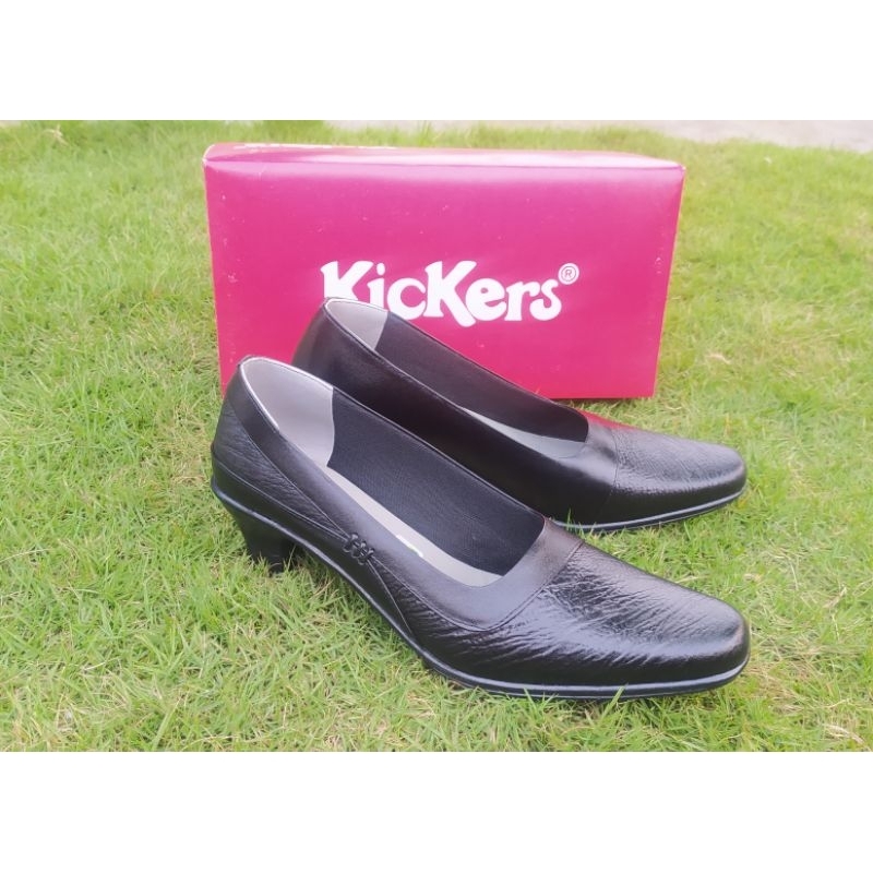 Kickers - sepatu wanita formal slip on / sepatu pantovel / sepatu fantofel hitam