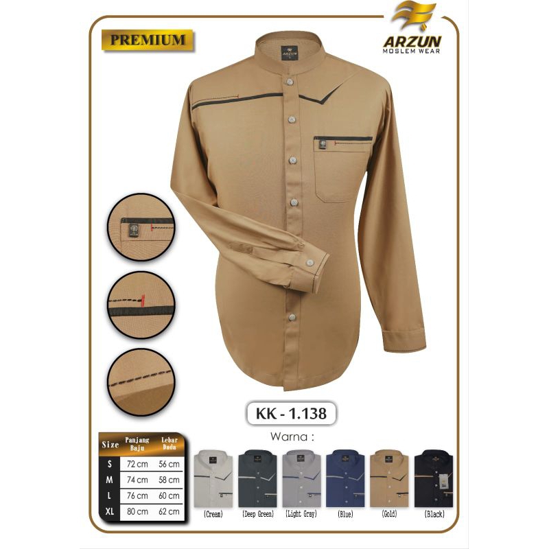 baju Koko pria dewasa merek Arzun terbaru Lengan panjang manset