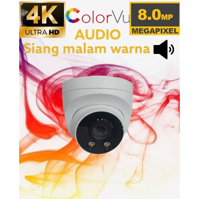 PAKET CCTV 8MP COLORVU 4 CHANNEL 4 KAMERA AUDIO ULTRA HD 4K FULL COLOR