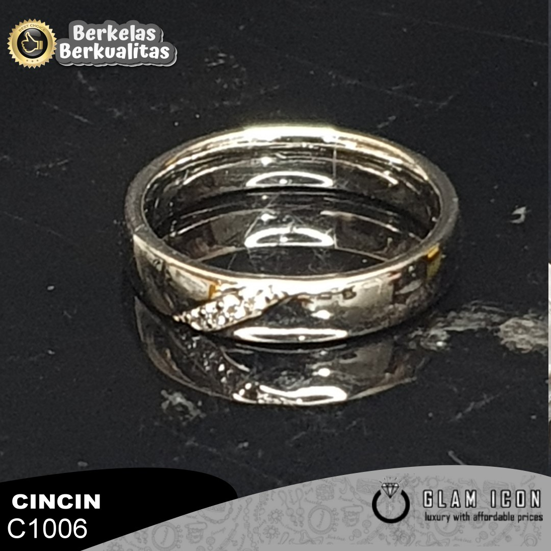 Cincin Couple simple mata baris silang C1006 CCS