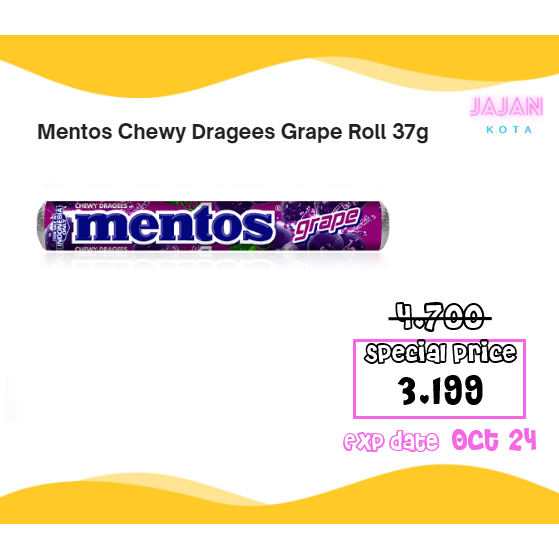 

Mentos Chewy Dragees Grape Roll 37g