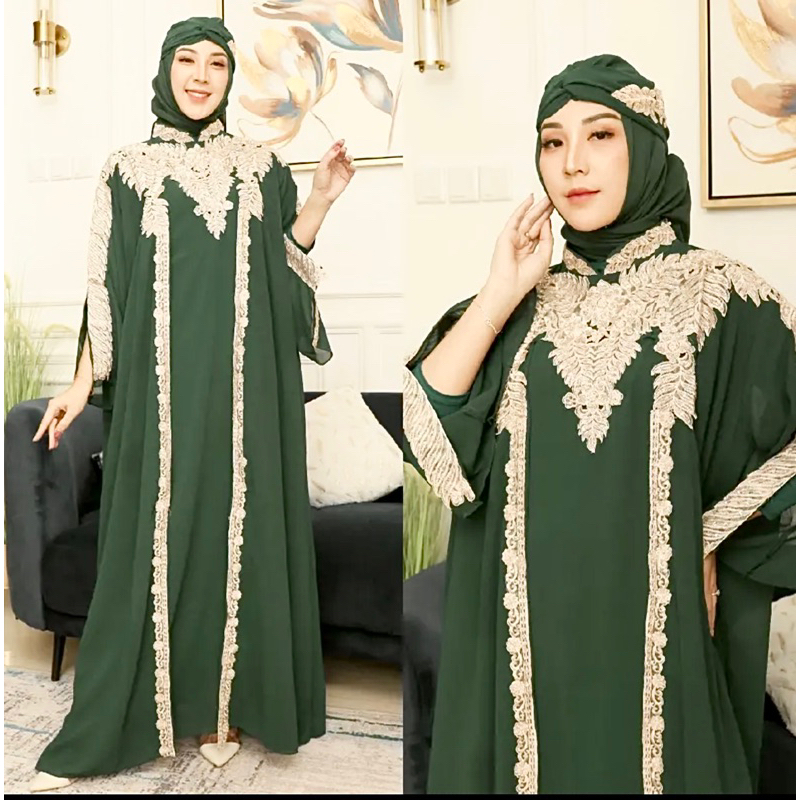 KAFTAN MEWAH CERUTY ARMANY PAYET FREE MANSET &amp; TURBAN