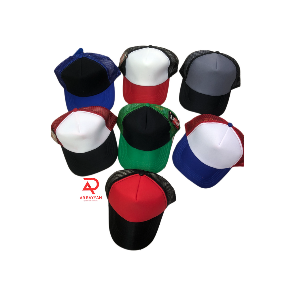 Topi jaring polos kombinasi/topibuatsablon/topi jaring/topi jaring original