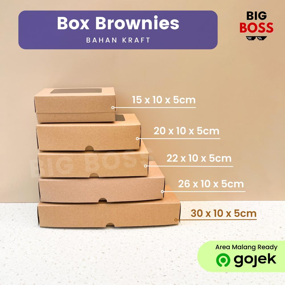 Dus Kotak Brownies 22x10x5 Coklat Kraft Laminasi / Dus Kue Bolen Spikoe Donat Bolu Gulung / Dus Cookies