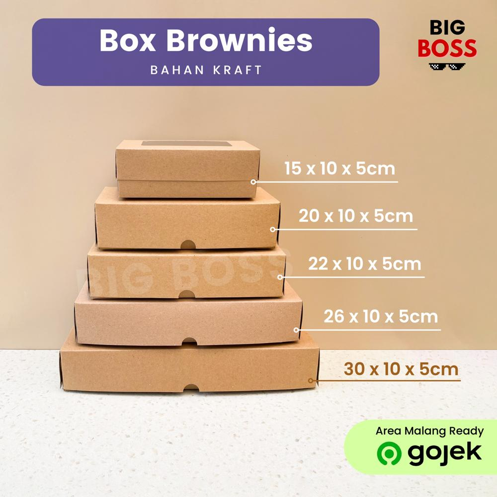 Dus Kotak Brownies 22x10x5 Coklat Kraft Laminasi / Dus Kue Bolen Spikoe Donat Bolu Gulung / Dus Cookies